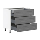 Hugo&Borg Beaumont 36-in W x 34.5-in H x 24-in D Slate Gray 3-Drawer Base Fully Assembled Cabinet