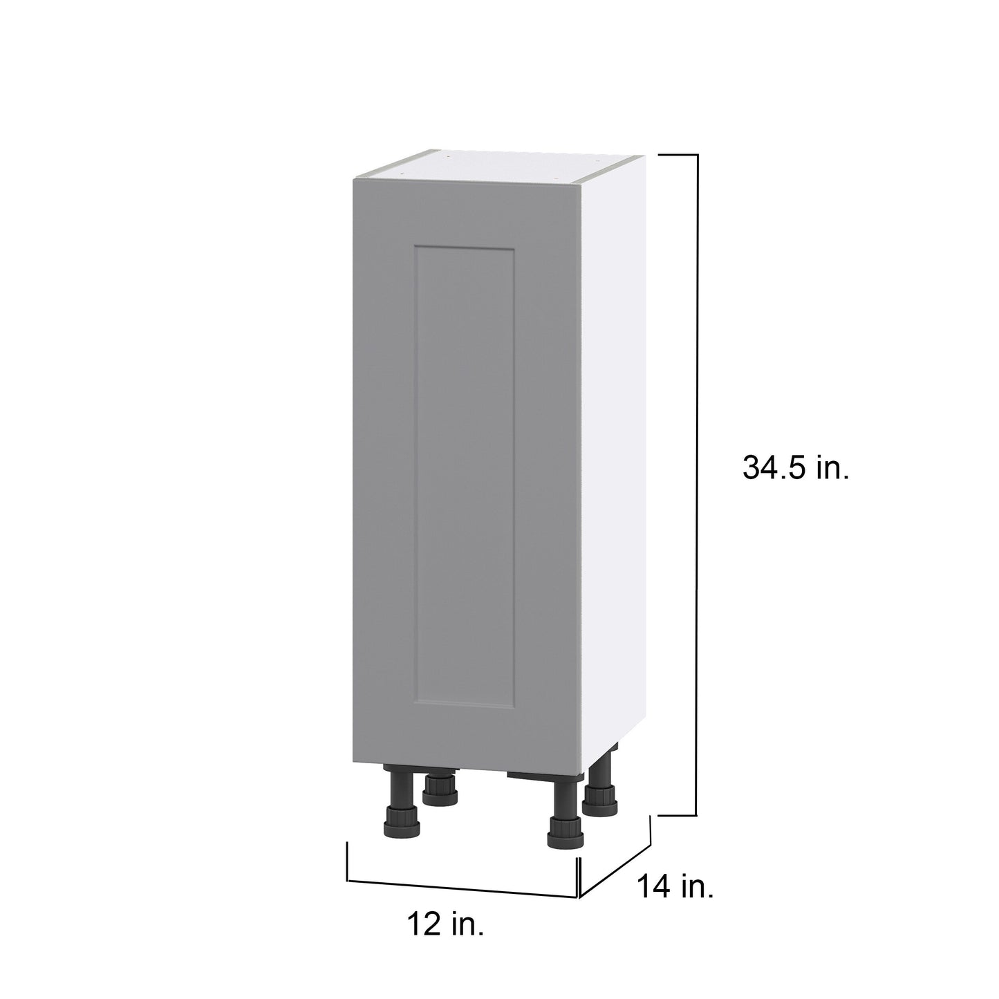 Hugo&Borg Beaumont 12-in W x 34.5-in H x 14-in D Slate Gray Base Fully Assembled Cabinet (Flat Panel Shaker Door Style)