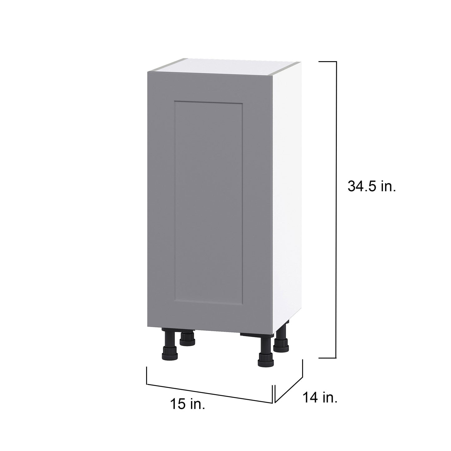 Hugo&Borg Beaumont 15-in W x 34.5-in H x 14-in D Slate Gray Base Fully Assembled Cabinet (Flat Panel Shaker Door Style)