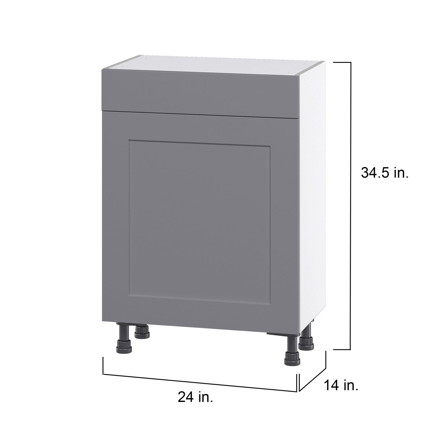 Hugo&Borg Beaumont 24-in W x 34.5-in H x 14-in D Slate Gray 1-Drawer Base Fully Assembled Cabinet (Flat Panel Shaker Style)