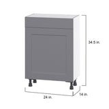 Hugo&Borg Beaumont 24-in W x 34.5-in H x 14-in D Slate Gray 1-Drawer Base Fully Assembled Cabinet (Flat Panel Shaker Style)