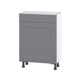 Hugo&Borg Beaumont 24-in W x 34.5-in H x 14-in D Slate Gray 1-Drawer Base Fully Assembled Cabinet (Flat Panel Shaker Style)