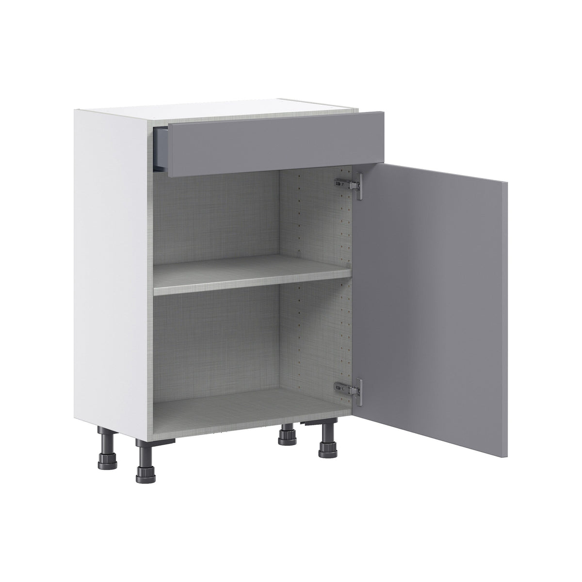 Hugo&Borg Beaumont 24-in W x 34.5-in H x 14-in D Slate Gray 1-Drawer Base Fully Assembled Cabinet (Flat Panel Shaker Style)