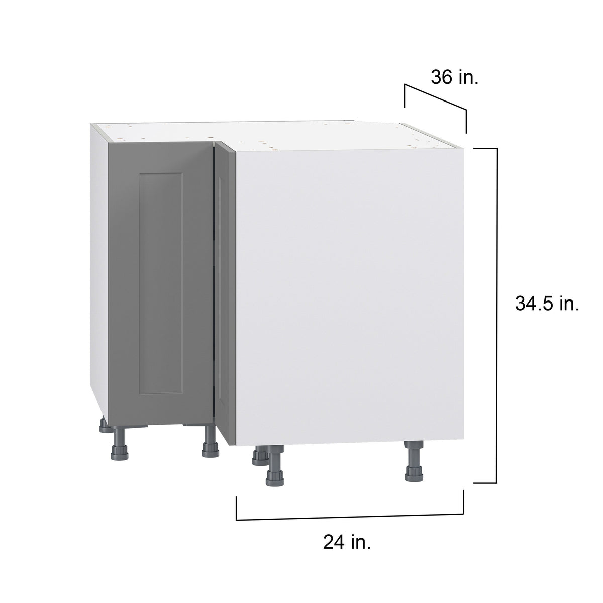 Hugo&Borg Beaumont 36-in W x 34.5-in H x 36-in D Slate Gray Lazy Susan Corner Base Fully Assembled Cabinet (Flat Panel Shaker Style)