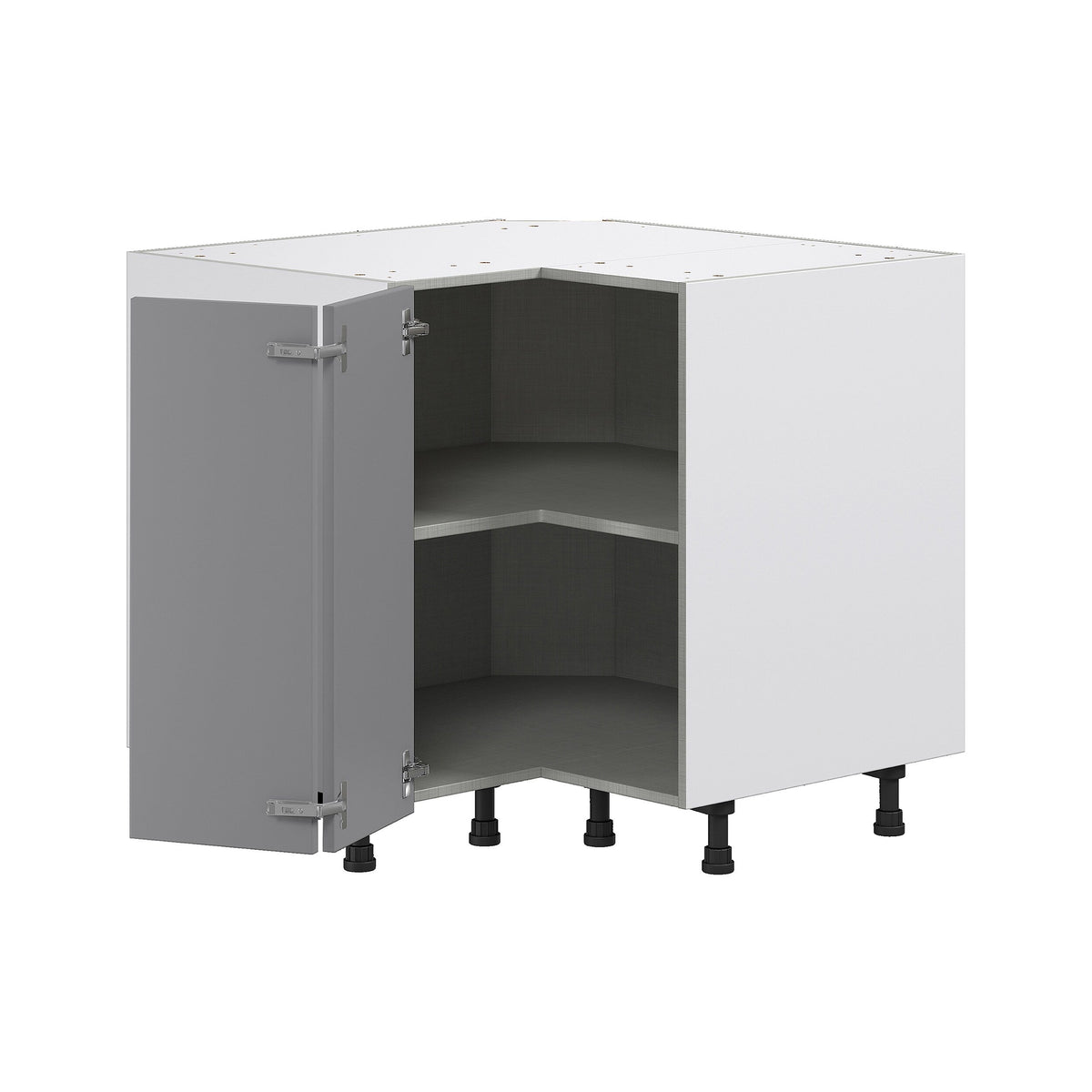 Hugo&Borg Beaumont 36-in W x 34.5-in H x 36-in D Slate Gray Blind Corner Base Fully Assembled Cabinet (Flat Panel Shaker Style)
