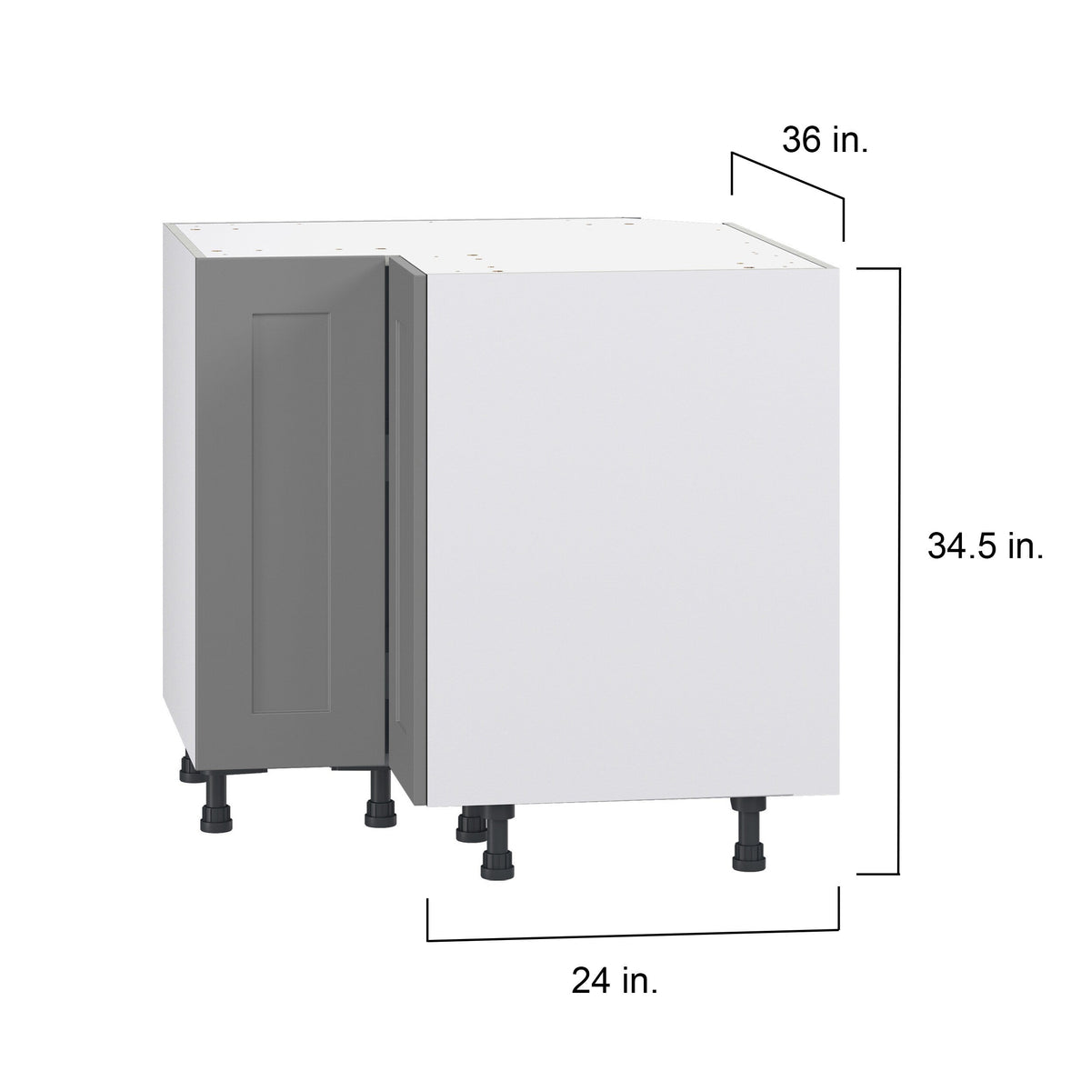 Hugo&Borg Beaumont 36-in W x 34.5-in H x 36-in D Slate Gray Blind Corner Base Fully Assembled Cabinet (Flat Panel Shaker Style)