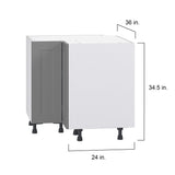 Hugo&Borg Beaumont 36-in W x 34.5-in H x 36-in D Slate Gray Blind Corner Base Fully Assembled Cabinet (Flat Panel Shaker Style)