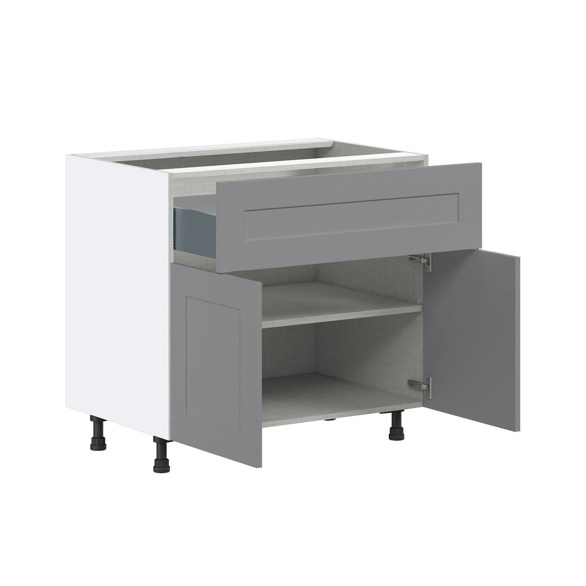 Hugo&Borg Beaumont 36-in W x 34.5-in H x 24-in D Slate Gray 1-Drawer Base Fully Assembled Cabinet (Flat Panel Shaker Style)