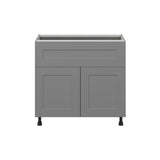 Hugo&Borg Beaumont 36-in W x 34.5-in H x 24-in D Slate Gray 1-Drawer Base Fully Assembled Cabinet (Flat Panel Shaker Style)