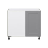 Hugo&Borg Beaumont 39-in W x 34.5-in H x 24-in D Slate Gray Blind Corner Base Fully Assembled Cabinet (Flat Panel Shaker Style)