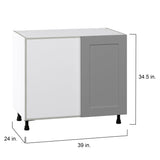 Hugo&Borg Beaumont 39-in W x 34.5-in H x 24-in D Slate Gray Blind Corner Base Fully Assembled Cabinet (Flat Panel Shaker Style)