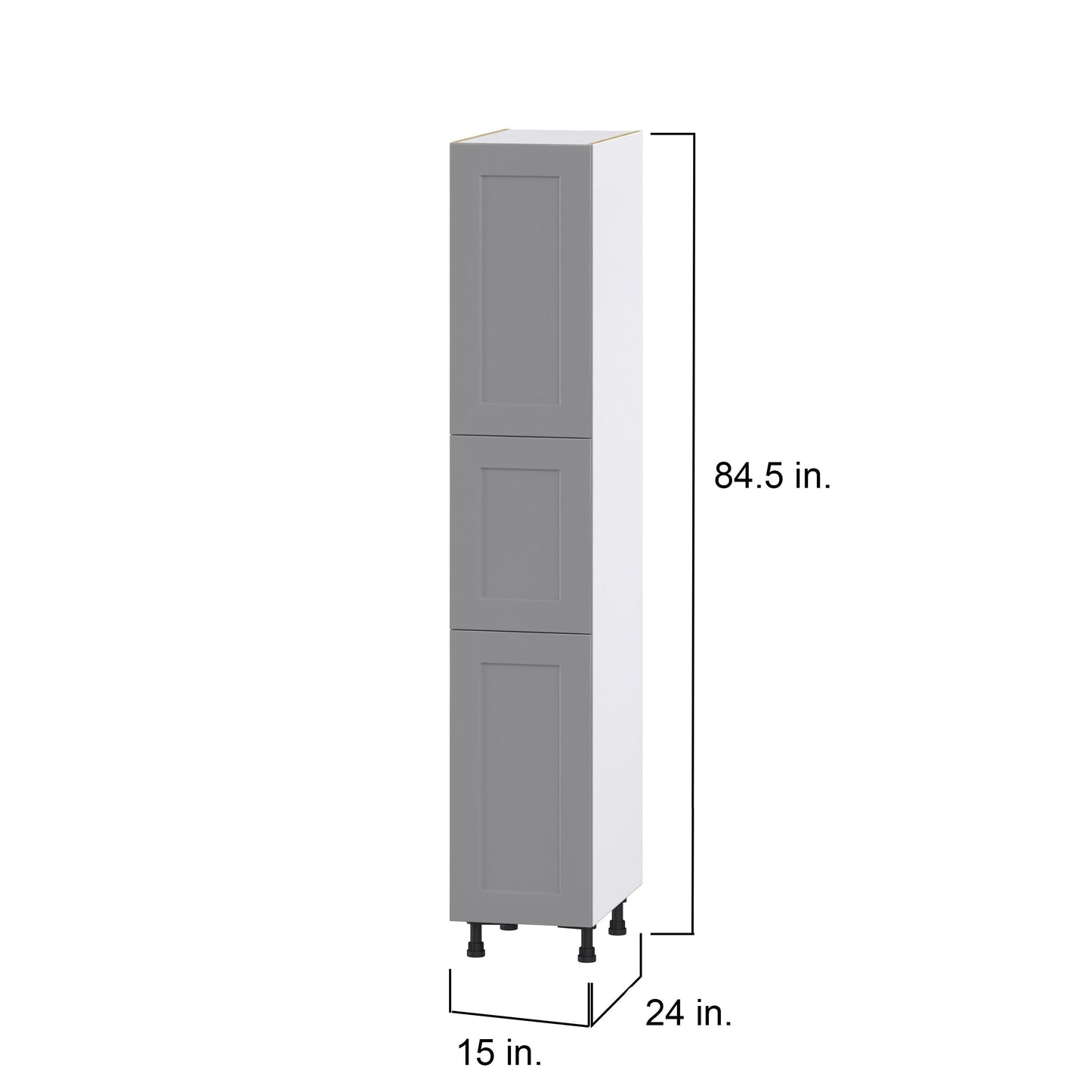 Hugo&Borg Beaumont 15-in W x 84.5-in H x 24-in D Slate Gray Pantry Fully Assembled Cabinet (Flat Panel Shaker Door Style)