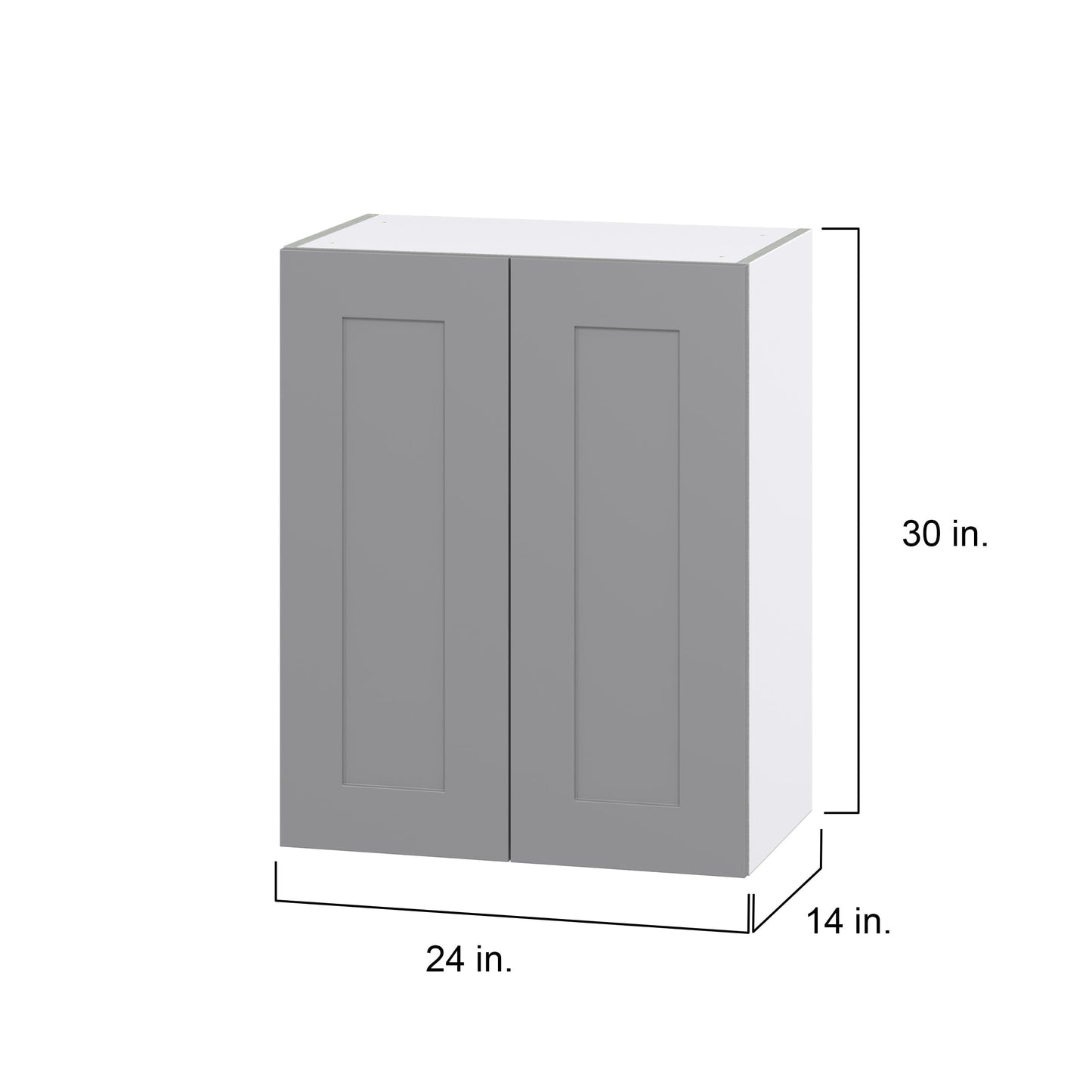 Hugo&Borg Beaumont 24-in W x 30-in H x 14-in D Slate Gray Wall Fully Assembled Cabinet (Flat Panel Shaker Door Style)