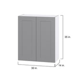 Hugo&Borg Beaumont 30-in W x 35-in H x 14-in D Slate Gray Wall Fully Assembled Cabinet (Flat Panel Shaker Door Style)
