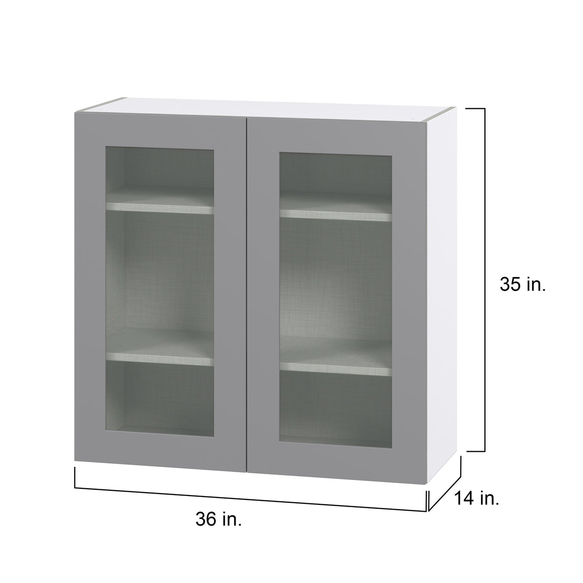 Hugo&Borg Beaumont 36-in W x 35-in H x 14-in D Slate Gray Wall Fully Assembled Cabinet (Glass Panel Shaker Door Style)
