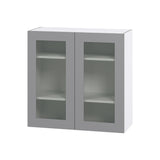 Hugo&Borg Beaumont 36-in W x 35-in H x 14-in D Slate Gray Wall Fully Assembled Cabinet (Glass Panel Shaker Door Style)