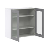 Hugo&Borg Beaumont 36-in W x 35-in H x 14-in D Slate Gray Wall Fully Assembled Cabinet (Glass Panel Shaker Door Style)