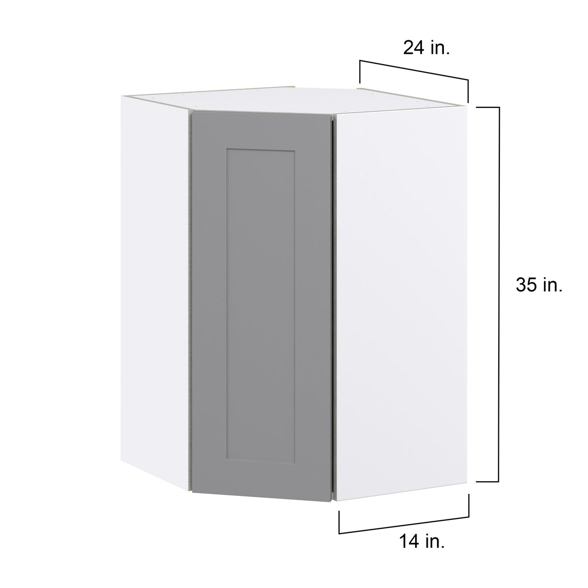 Hugo&Borg Beaumont 24-in W x 35-in H x 14-in D Slate Gray Diagonal Corner Wall Fully Assembled Cabinet (Flat Panel Shaker Style)