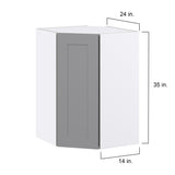 Hugo&Borg Beaumont 24-in W x 35-in H x 14-in D Slate Gray Diagonal Corner Wall Fully Assembled Cabinet (Flat Panel Shaker Style)