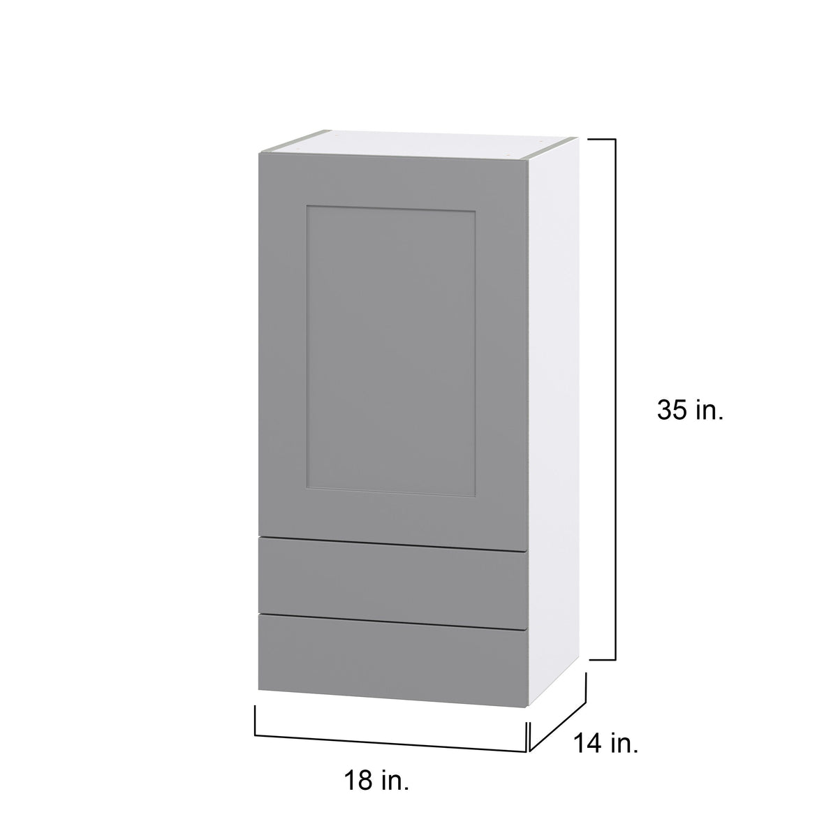Hugo&Borg Beaumont 18-in W x 35-in H x 14-in D Slate Gray 2-Drawers Wall Fully Assembled Cabinet (Flat Panel Shaker Style)