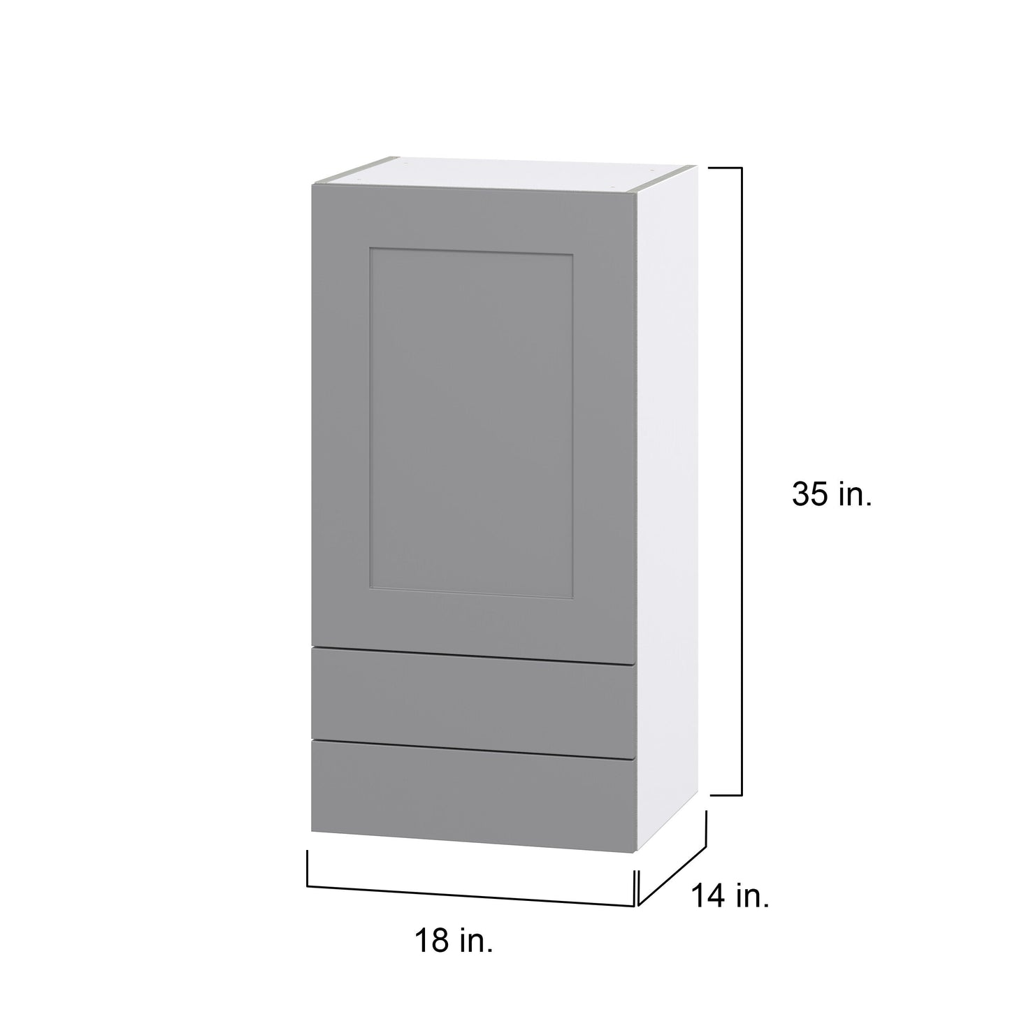 Hugo&Borg Beaumont 18-in W x 35-in H x 14-in D Slate Gray 2-Drawers Wall Fully Assembled Cabinet (Flat Panel Shaker Style)