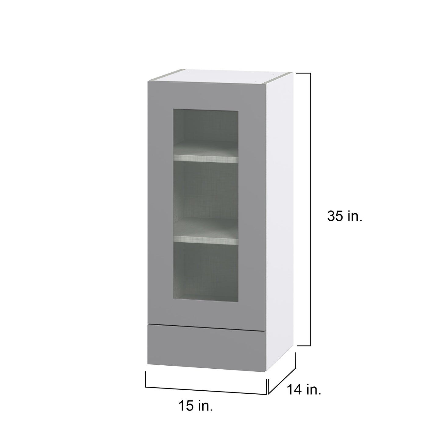 Hugo&Borg Beaumont 15-in W x 35-in H x 14-in D Slate Gray 2-Drawers Wall Fully Assembled Cabinet (Glass Panel Shaker Style)