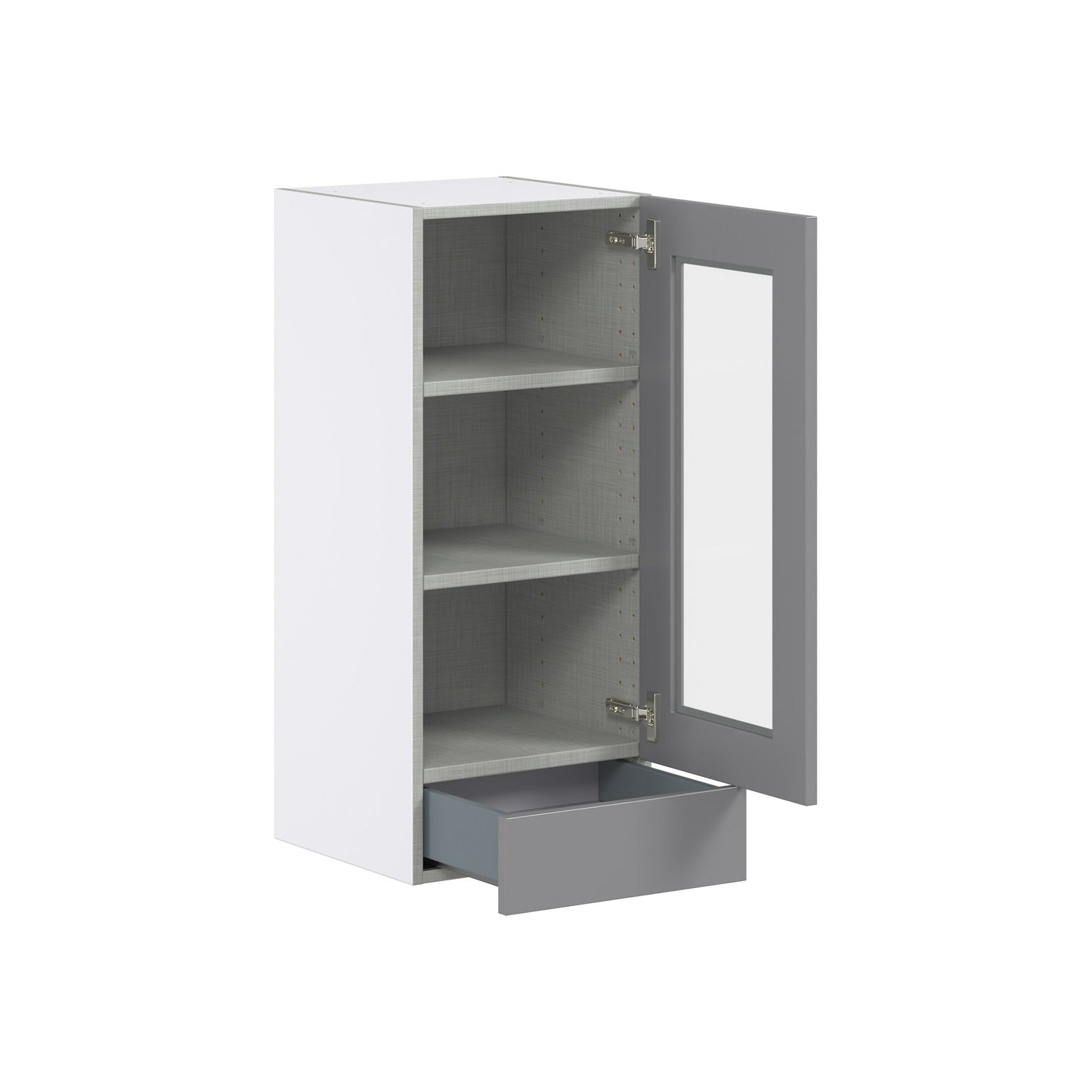 Hugo&Borg Beaumont 15-in W x 35-in H x 14-in D Slate Gray 2-Drawers Wall Fully Assembled Cabinet (Glass Panel Shaker Style)