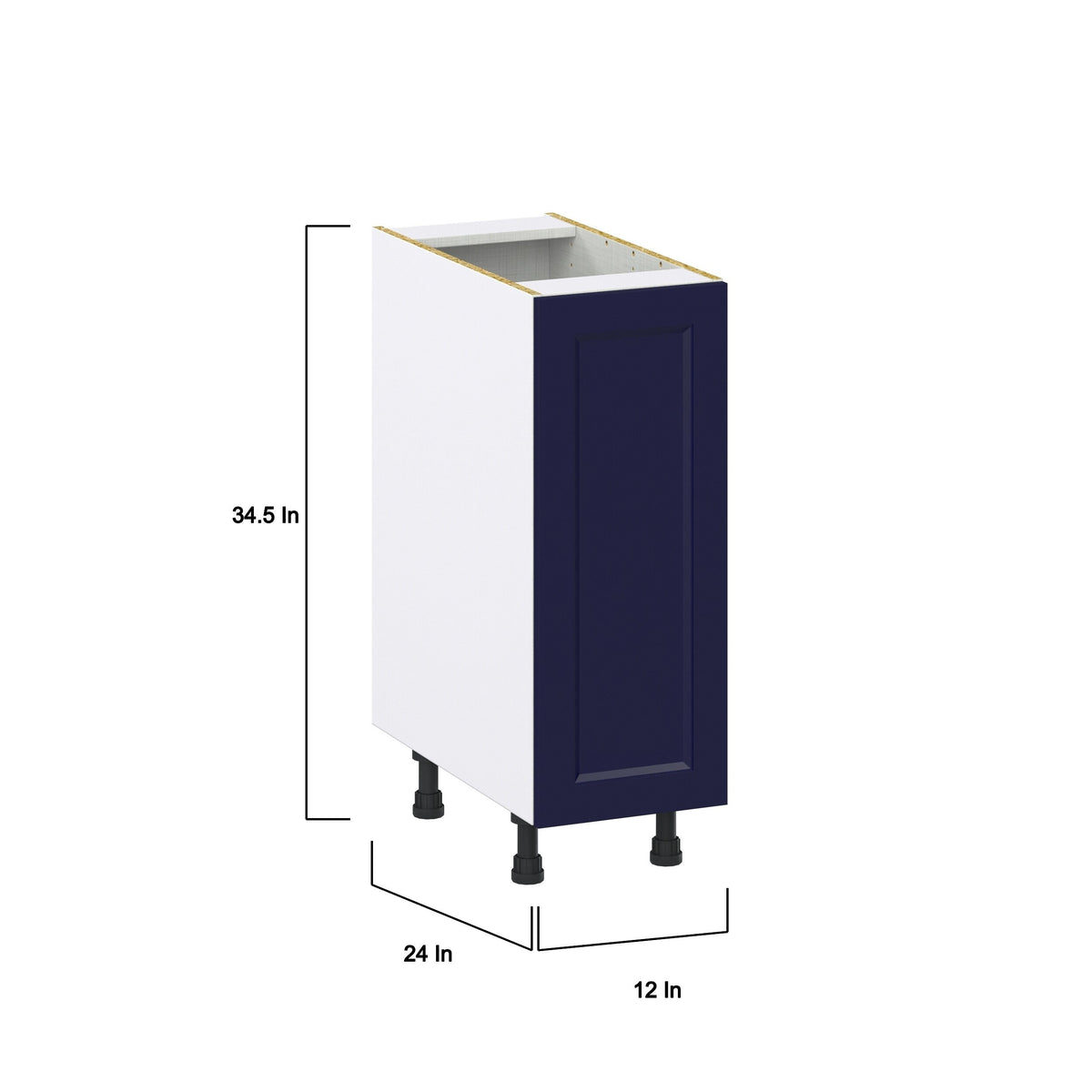 Hugo&Borg Lorette 12-in W x 34.5-in H x 24-in D Navy Blue Base Fully Assembled Cabinet (Recessed Panel Shaker Door Style)