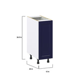 Hugo&Borg Lorette 12-in W x 34.5-in H x 24-in D Navy Blue Base Fully Assembled Cabinet (Recessed Panel Shaker Door Style)