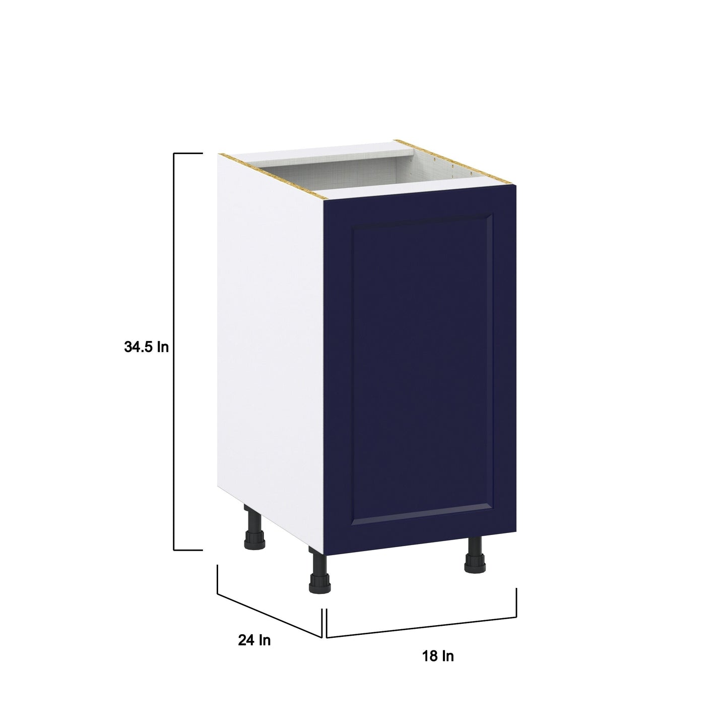 Hugo&Borg Lorette 18-in W x 34.5-in H x 24-in D Navy Blue Base Fully Assembled Cabinet (Recessed Panel Shaker Door Style)