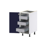 Hugo&Borg Lorette 15-in W x 34.5-in H x 24-in D Navy Blue 3-Drawers Base Fully Assembled Cabinet (Recessed Panel Shaker Style)