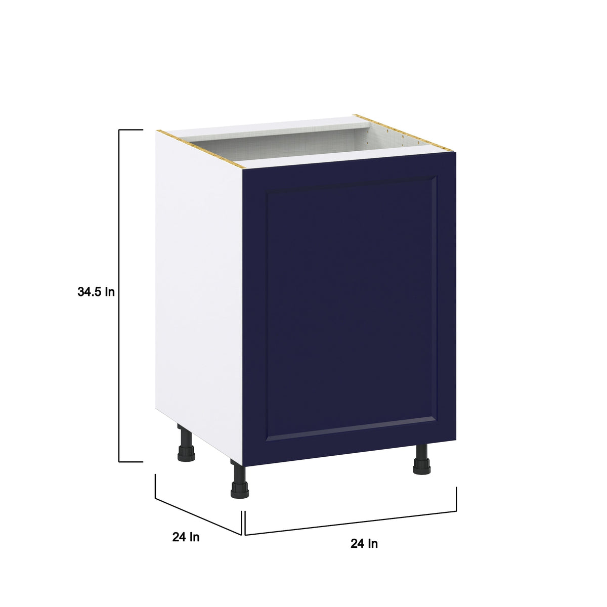 Hugo&Borg Lorette 24-in W x 34.5-in H x 24-in D Navy Blue 3-Drawers Base Fully Assembled Cabinet (Recessed Panel Shaker Style)