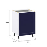 Hugo&Borg Lorette 24-in W x 34.5-in H x 24-in D Navy Blue 3-Drawers Base Fully Assembled Cabinet (Recessed Panel Shaker Style)