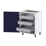 Hugo&Borg Lorette 24-in W x 34.5-in H x 24-in D Navy Blue 3-Drawers Base Fully Assembled Cabinet (Recessed Panel Shaker Style)