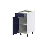 Hugo&Borg Lorette 15-in W x 34.5-in H x 24-in D Navy Blue 1-Drawer Base Fully Assembled Cabinet (Recessed Panel Shaker Style)