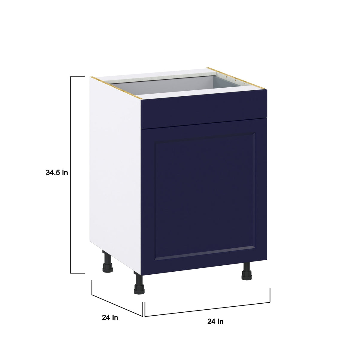 Hugo&Borg Lorette 24-in W x 34.5-in H x 24-in D Navy Blue 1-Drawer Base Fully Assembled Cabinet (Recessed Panel Shaker Style)