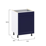 Hugo&Borg Lorette 24-in W x 34.5-in H x 24-in D Navy Blue 1-Drawer Base Fully Assembled Cabinet (Recessed Panel Shaker Style)