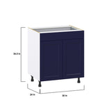 Hugo&Borg Lorette 30-in W x 34.5-in H x 24-in D Navy Blue 1-Drawer Base Fully Assembled Cabinet (Recessed Panel Shaker Style)