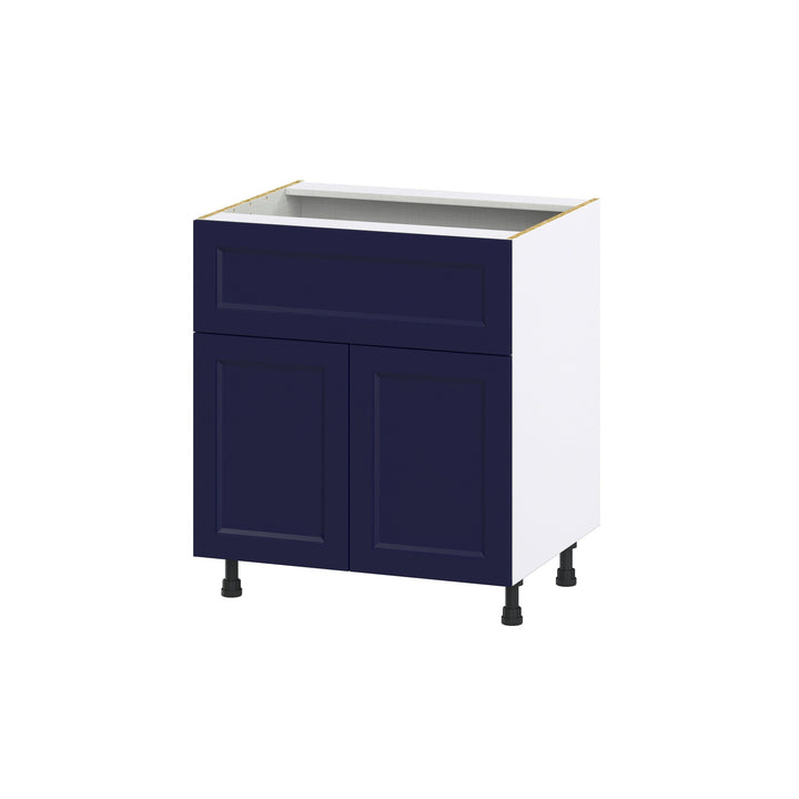 Hugo&Borg Lorette 30-in W x 34.5-in H x 24-in D Navy Blue 1-Drawer Base Fully Assembled Cabinet (Recessed Panel Shaker Style)