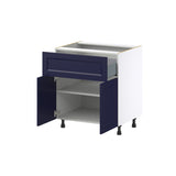 Hugo&Borg Lorette 30-in W x 34.5-in H x 24-in D Navy Blue 1-Drawer Base Fully Assembled Cabinet (Recessed Panel Shaker Style)