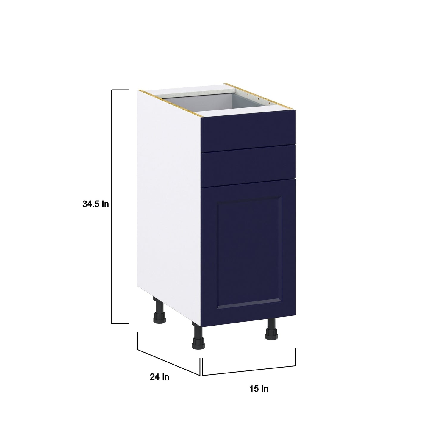Hugo&Borg Lorette 15-in W x 34.5-in H x 24-in D Navy Blue 2-Drawers Base Fully Assembled Cabinet (Recessed Panel Shaker Style)