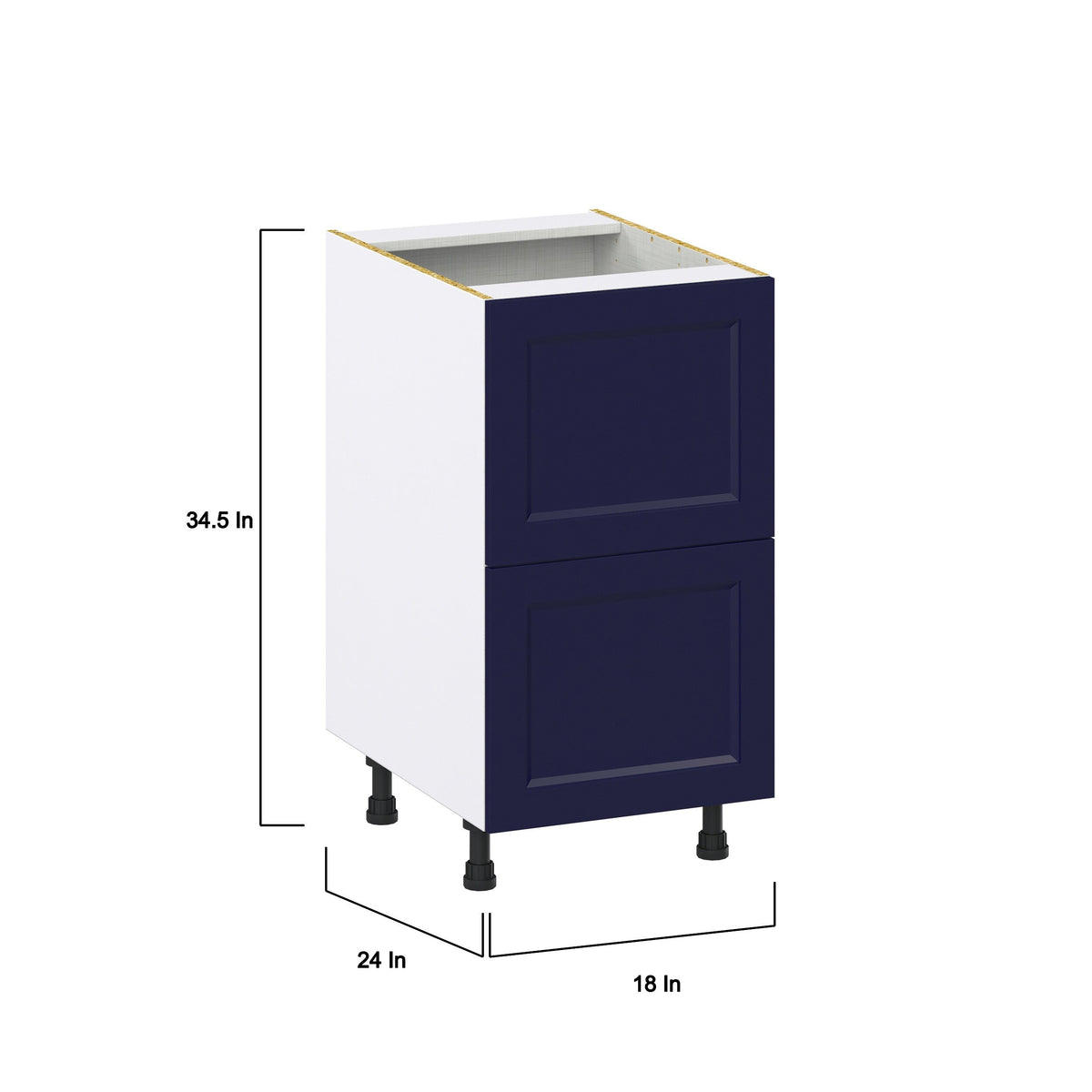 Hugo&Borg Lorette 18-in W x 34.5-in H x 25-in D Navy Blue 2-Drawer Base Fully Assembled Cabinet