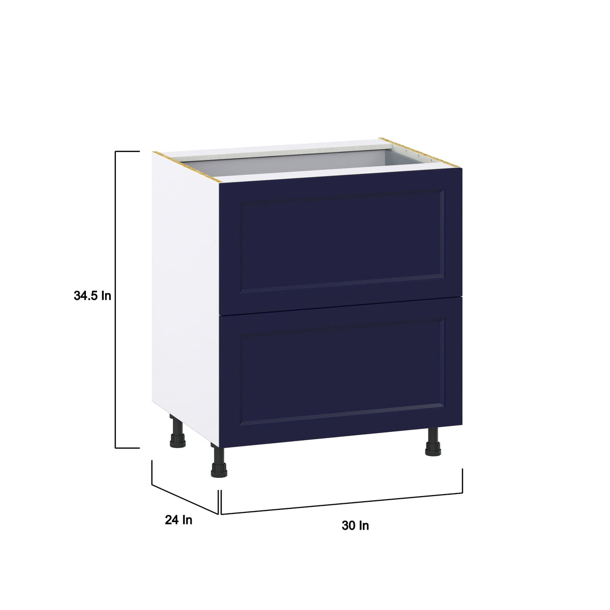 Hugo&Borg Lorette 30-in W x 34.5-in H x 24-in D Navy Blue 2-Drawer Base Fully Assembled Cabinet