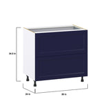 Hugo&Borg Lorette 36-in W x 34.5-in H x 24-in D Navy Blue 2-Drawer Base Fully Assembled Cabinet