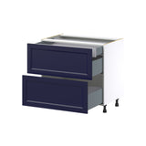 Hugo&Borg Lorette 36-in W x 34.5-in H x 24-in D Navy Blue 2-Drawer Base Fully Assembled Cabinet
