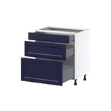 Hugo&Borg Lorette 30-in W x 34.5-in H x 25-in D Navy Blue 3-Drawer Base Fully Assembled Cabinet