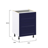 Hugo&Borg Lorette 24-in W x 34.5-in H x 24-in D Navy Blue 3-Drawer Base Fully Assembled Cabinet