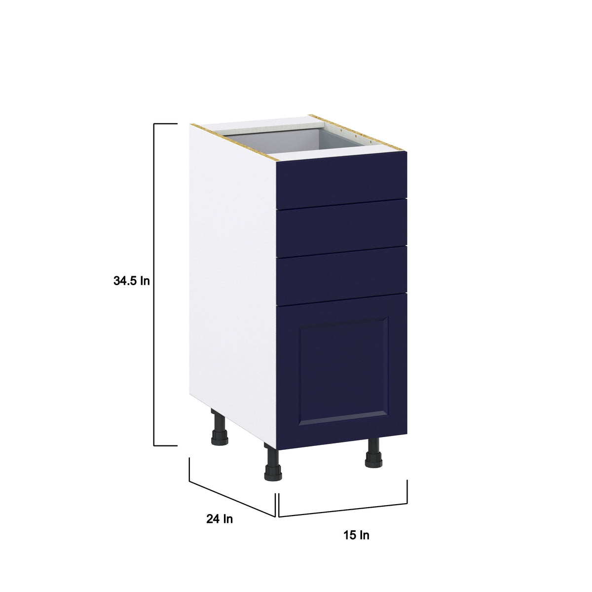 Hugo&Borg Lorette 15-in W x 34.5-in H x 25-in D Navy Blue 4-Drawer Base Fully Assembled Cabinet