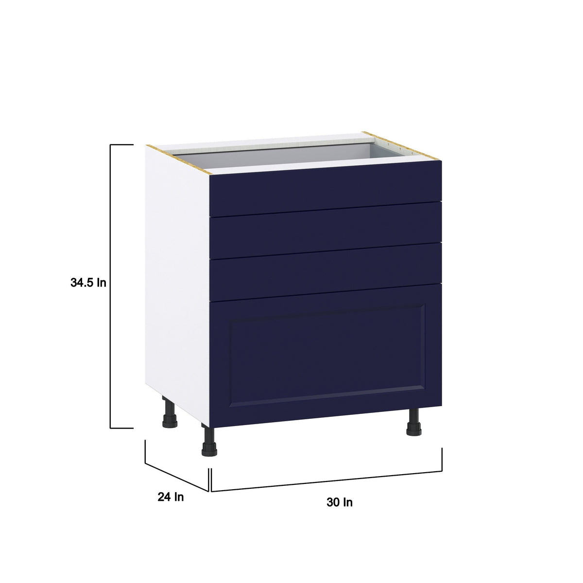 Hugo&Borg Lorette 30-in W x 34.5-in H x 25-in D Navy Blue 4-Drawer Base Fully Assembled Cabinet