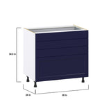 Hugo&Borg Lorette 36-in W x 34.5-in H x 24-in D Navy Blue 4-Drawer Base Fully Assembled Cabinet